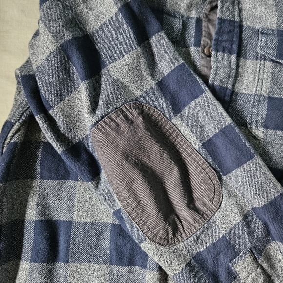 ROOTS Men's Park Plaid Shirt Blue Grey Flannel Large - Picture 9 of 14